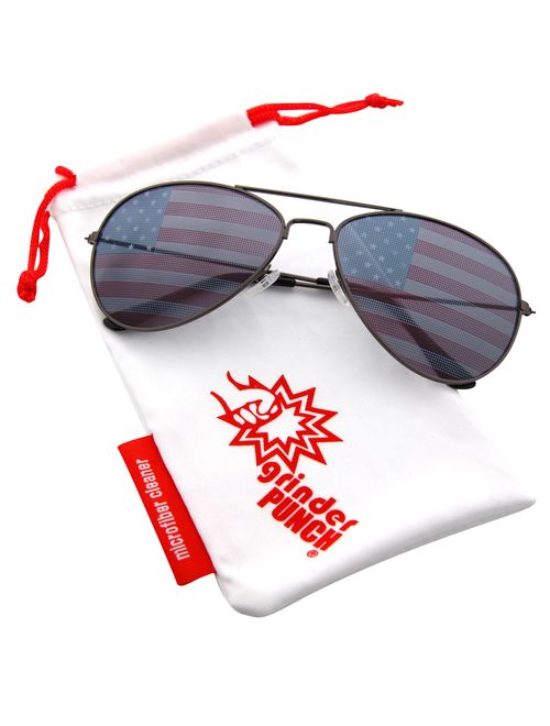 grinderPUNCH American Flag Aviator Sunglasses Glasses