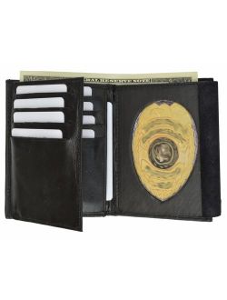 Leather Wallet Badge Holder Sheriff Officer ID Police Shield Security Black Case