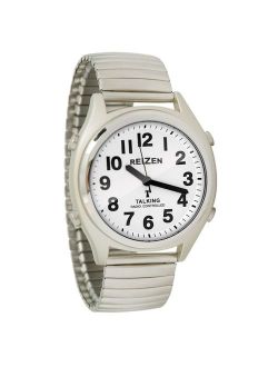 Reizen Talking Atomic Watch - White Face-Black Numbers-Expansion Band