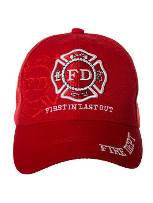 Artisan Owl Fire Department First in Last Out Cap - Firefighter Gift -100% Cotton Embroidered Hat