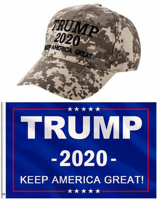 Jetec Donald Trump 2020 Hat and Keep America Great 3 x 5 Feet Flag with Grommets and for Supporting President Election