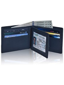 Front Pocket Wallet for Men - RFID Blocking Leather Bifold Wallet with ID Window