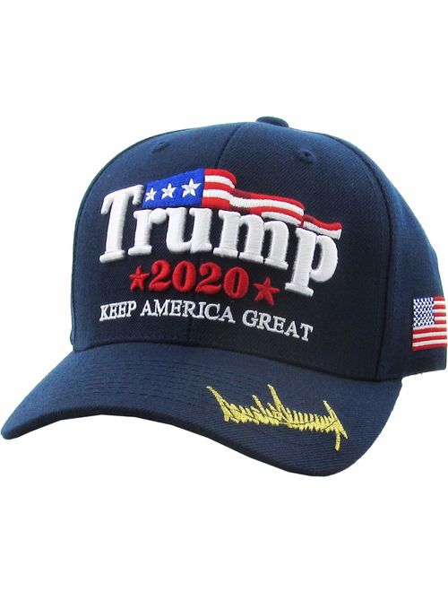 Make America Great Again Our President Donald Trump Slogan with USA Flag Cap Adjustable Baseball Hat Red