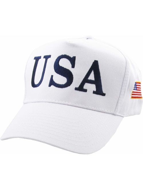 Make America Great Again Our President Donald Trump Slogan with USA Flag Cap Adjustable Baseball Hat Red