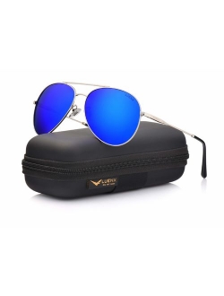 Aviator Sunglasses Womens Polarized Mirror with Case - UV 400 Protection 60MM