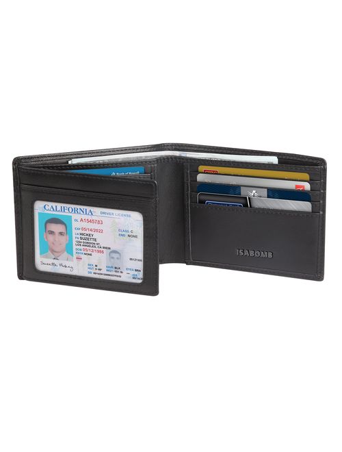 ISABOMB RFID Blocking Genuine Leather Trifold Bifold Wallet for Men