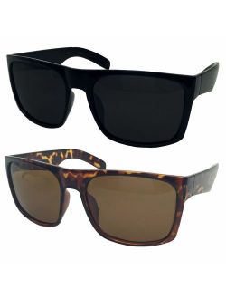 2 Pack XL Polarized Men's Big Wide Frame Sunglasses - Big Head Fit