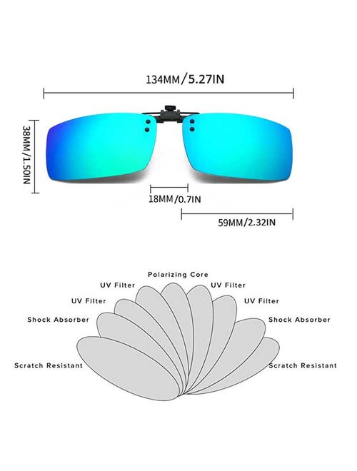 Polarized Clip-on Sunglasses Anti-Glare Driving Glasses for Prescription Glasses