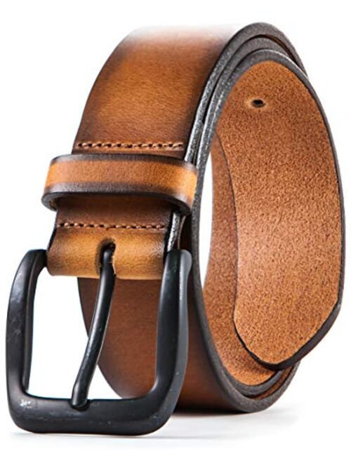 Lebrutt Genuine Men's Leather Belt, Casual Jeans Belt for Men