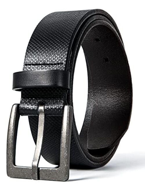 Lebrutt Genuine Men's Leather Belt, Casual Jeans Belt for Men