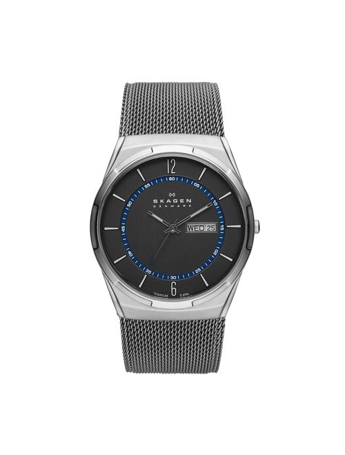 Skagen Men's Melbye Watch with Black Titanium Case and Stainless Steel Mesh