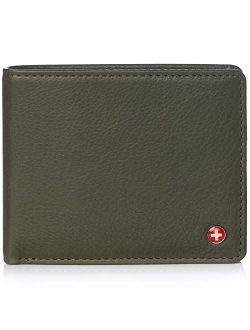 RFID Mathias Mens Wallet Deluxe Capacity Passcase Bifold With Divided Bill Section Camden Collection Comes in a Gift Box