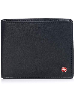 RFID Mathias Mens Wallet Deluxe Capacity Passcase Bifold With Divided Bill Section Camden Collection Comes in a Gift Box