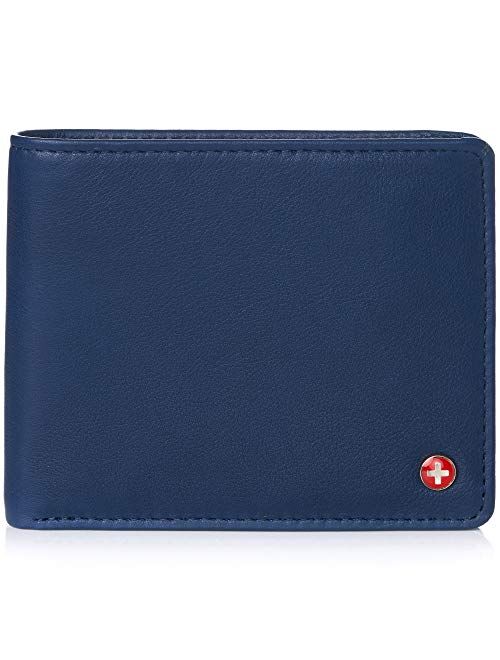 Alpine Swiss RFID Mathias Mens Wallet Deluxe Capacity Passcase Bifold With Divided Bill Section Camden Collection Comes in a Gift Box