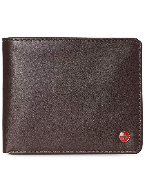 Alpine Swiss RFID Mathias Mens Wallet Deluxe Capacity Passcase Bifold With Divided Bill Section Camden Collection Comes in a Gift Box