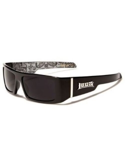 Locs Mens Hardcore Wrap Around Sunglasses with Bandana Print Inside