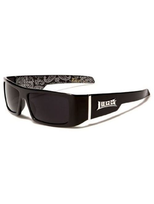 Locs Mens Hardcore Wrap Around Sunglasses with Bandana Print Inside