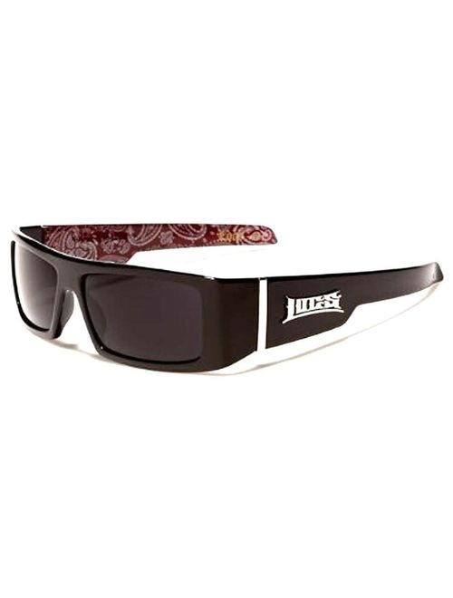 Locs Mens Hardcore Wrap Around Sunglasses with Bandana Print Inside