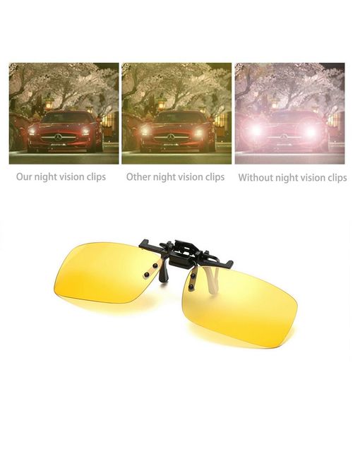 2 Pairs Sunglasses Clip On Flip Up Night Vision Glasses Anti Glare Polarized for Men Women UV400 Best for Driving