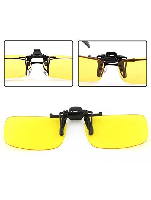 2 Pairs Sunglasses Clip On Flip Up Night Vision Glasses Anti Glare Polarized for Men Women UV400 Best for Driving