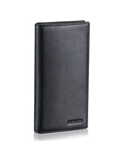 HISCOW Bifold Long Wallet with 15 Credit Card Slots - Italian Calfskin