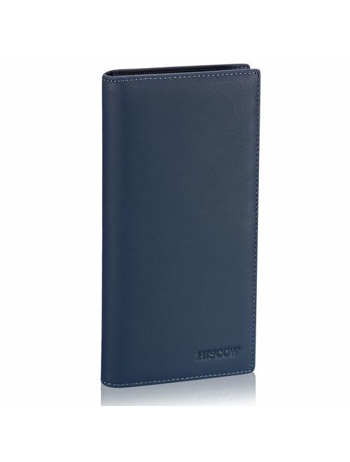 HISCOW Bifold Long Wallet with 15 Credit Card Slots - Italian Calfskin