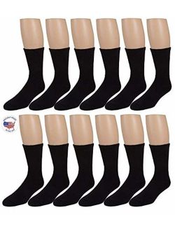 Men's Diabetic Socks, Loose Crew Fit For Better Circulation -6 or 12 Pack -Made in USA -Zeke