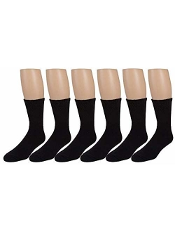 Men's Diabetic Socks, Loose Crew Fit For Better Circulation -6 or 12 Pack -Made in USA -Zeke