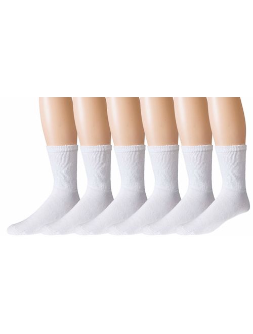 Men's Diabetic Socks, Loose Crew Fit For Better Circulation -6 or 12 Pack -Made in USA -Zeke