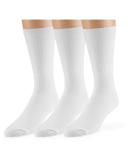 EMEM Men's Ribbed Cotton Classic Crew Dress Socks 3-Pack, Big and Tall Available