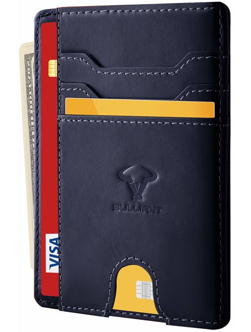 Slim Wallet,Bulliant Skinny Minimal Thin Pocket Wallet For Men 7Cards 3.15"x4.5",RFID Blocking,Gift-Boxed