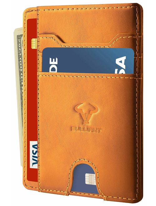 Slim Wallet,Bulliant Skinny Minimal Thin Pocket Wallet For Men 7Cards 3.15"x4.5",RFID Blocking,Gift-Boxed