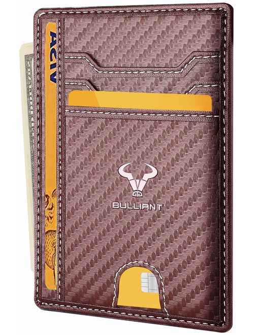 Slim Wallet,Bulliant Skinny Minimal Thin Pocket Wallet For Men 7Cards 3.15"x4.5",RFID Blocking,Gift-Boxed