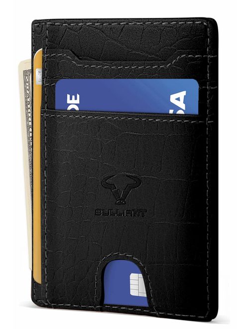 Slim Wallet,Bulliant Skinny Minimal Thin Pocket Wallet For Men 7Cards 3.15"x4.5",RFID Blocking,Gift-Boxed