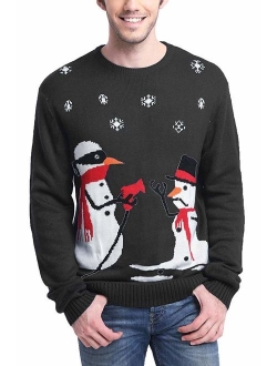 daisysboutique Men's Christmas Holiday Snowman Themed Ugly Sweater Cute Pullover