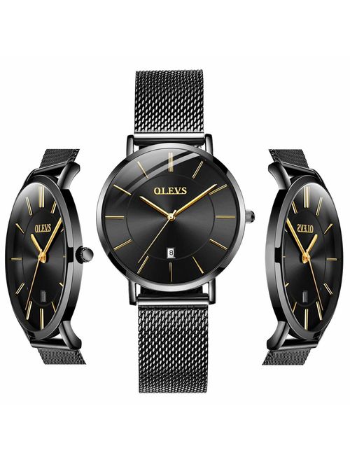 OLEVS Inexpensive Watches Men Women Analog Quartz Business Watch Stainless Steel Classic Waterproof Watches Unique Calendar Date Window Wristwatch