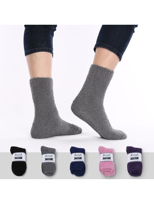 Pembrook Non Skid/Slip Socks - Fuzzy Slipper Hospital Socks (4 - Pairs) - Great for adults, men, women.