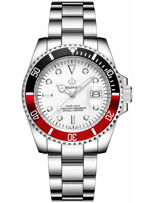 Mens Luxury Watches Rotatable Bezel Sapphire Glass Luminous Hand Quartz Silver Tone Stainless Steel Watch