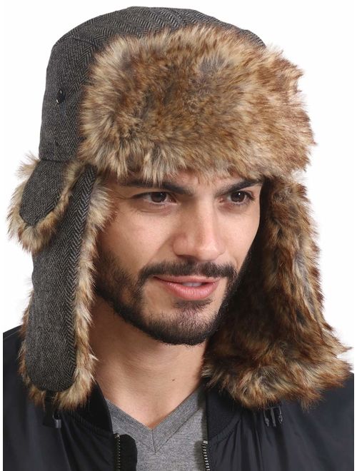 Trapper Hat - Winter Trooper Aviator Earflap Eskimo Hat - Fits Men & Women