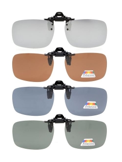 Eyekepper Flip-up Clip-on Sunglasses Polarized 2 3/8"x1 11/16" 4-Pack Metal Glasses Clip