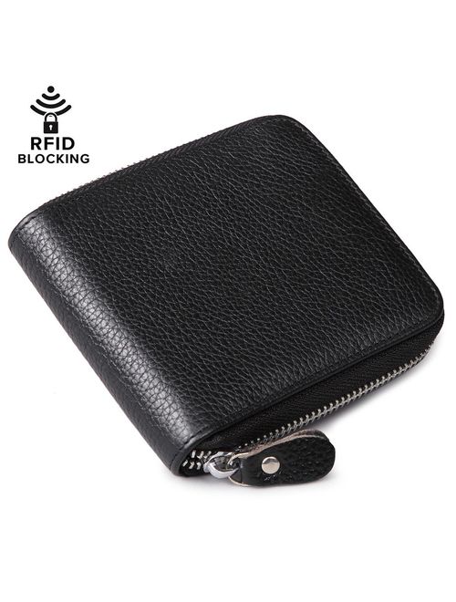 Huztencor Zipper Wallet Men RFID Blocking Leather Bifold Credit Card Wallets (FBA)