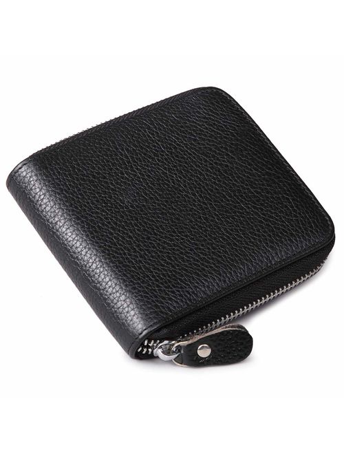 Huztencor Zipper Wallet Men RFID Blocking Leather Bifold Credit Card Wallets (FBA)