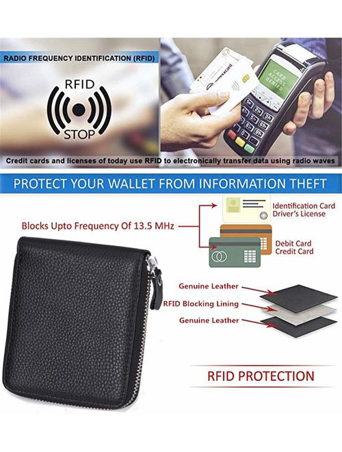 Huztencor Long Wallets for Men Leather RFID Blocking Bifold Wallet with  Zipper