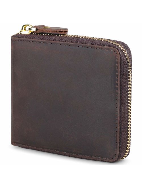 Huztencor Zipper Wallet Men RFID Blocking Leather Bifold Credit Card Wallets (FBA)