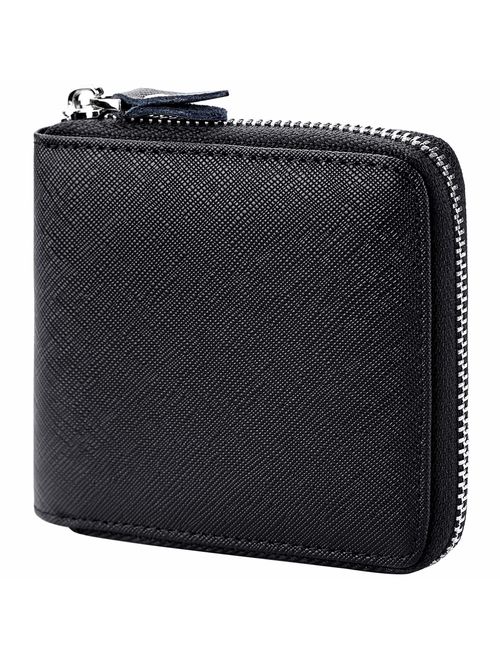 Huztencor Zipper Wallet Men RFID Blocking Leather Bifold Credit Card Wallets (FBA)