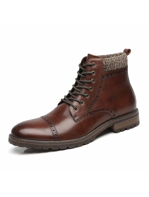 La Milano Men's Leather Cap Toe Lace Up Winter Casual Dress Boot Classic Comfortable Dress Shoes for Men