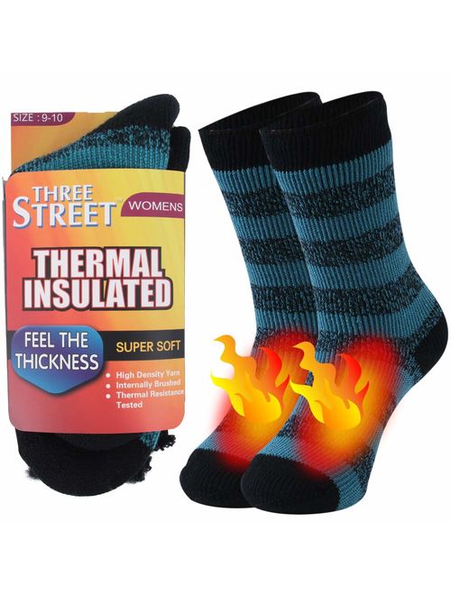 Warm Thermal Socks, Three street Unisex Winter Fur Lined Boot Thick Insulated Heated Socks For Cold Weather