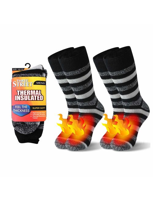 Warm Thermal Socks, Three street Unisex Winter Fur Lined Boot Thick Insulated Heated Socks For Cold Weather