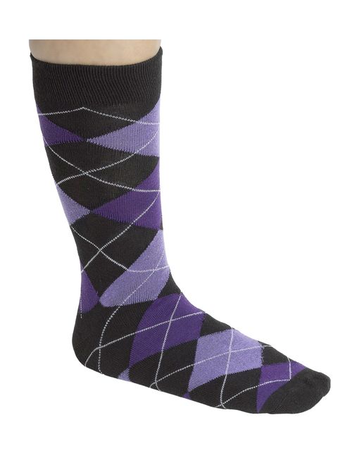 Debra Weitzner Mens Dress Socks With Bright Argyle Patterns - Cotton - Assorted Colors - Crew Length - Pack of 12 Pairs