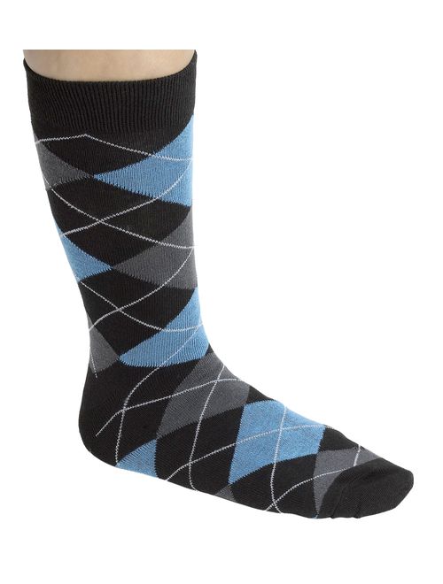 Debra Weitzner Mens Dress Socks With Bright Argyle Patterns - Cotton - Assorted Colors - Crew Length - Pack of 12 Pairs